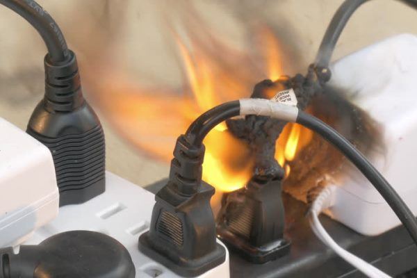 overloaded electrical outlet