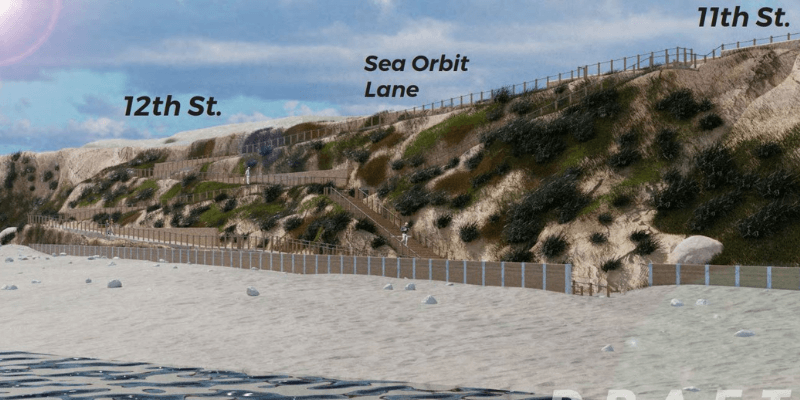 At-Grade Crossing at 11th Street – Ramps and Stairs to the Beach