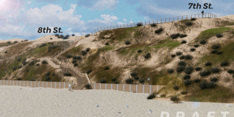 At-Grade Crossing at 7th–8th Street – Stairs to the Beach